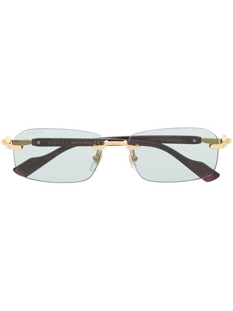 mens gucci gold sunglasses|gucci rimless sunglasses men's.